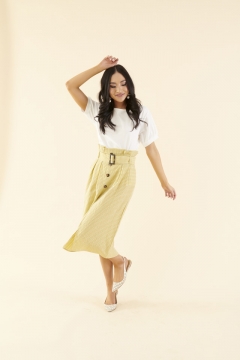 Paper-Bag Midi Skirt
